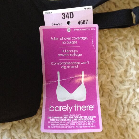 NWT Barely There 34D Bra Black, Wireless Full Coverage, Sexy Smooth Silhouette - Picture 4 of 4